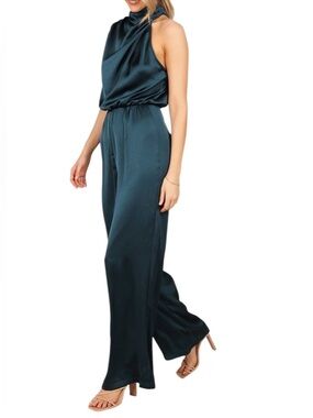 Petal & Pup Savannah One Shoulder Satin Jumpsuit
